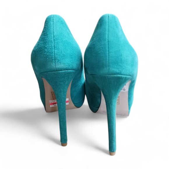 Le Chateau  Teal Suede Platform Peep Toe Stiletto Heels  Size  8 - Picture 4 of 13